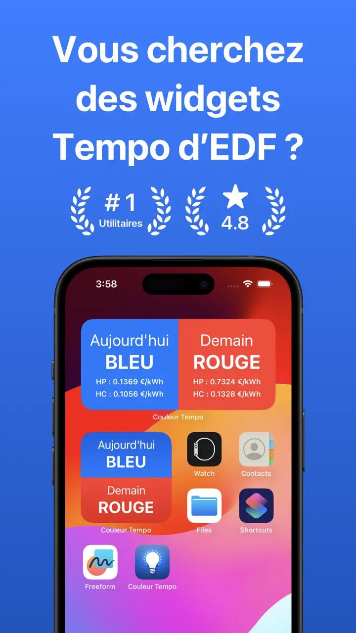 App Store flow in Tempo EDF : prévision couleur