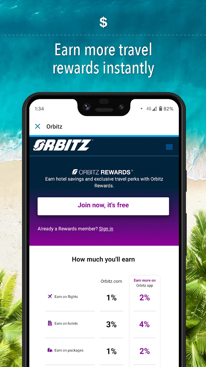 Orbitz Hotels & Flights Google Play pantalla 5 de 9 (store): Google Play