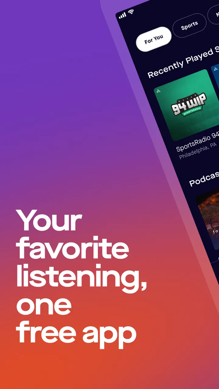 App Store flow in Audacy: Radio & Sports Talk