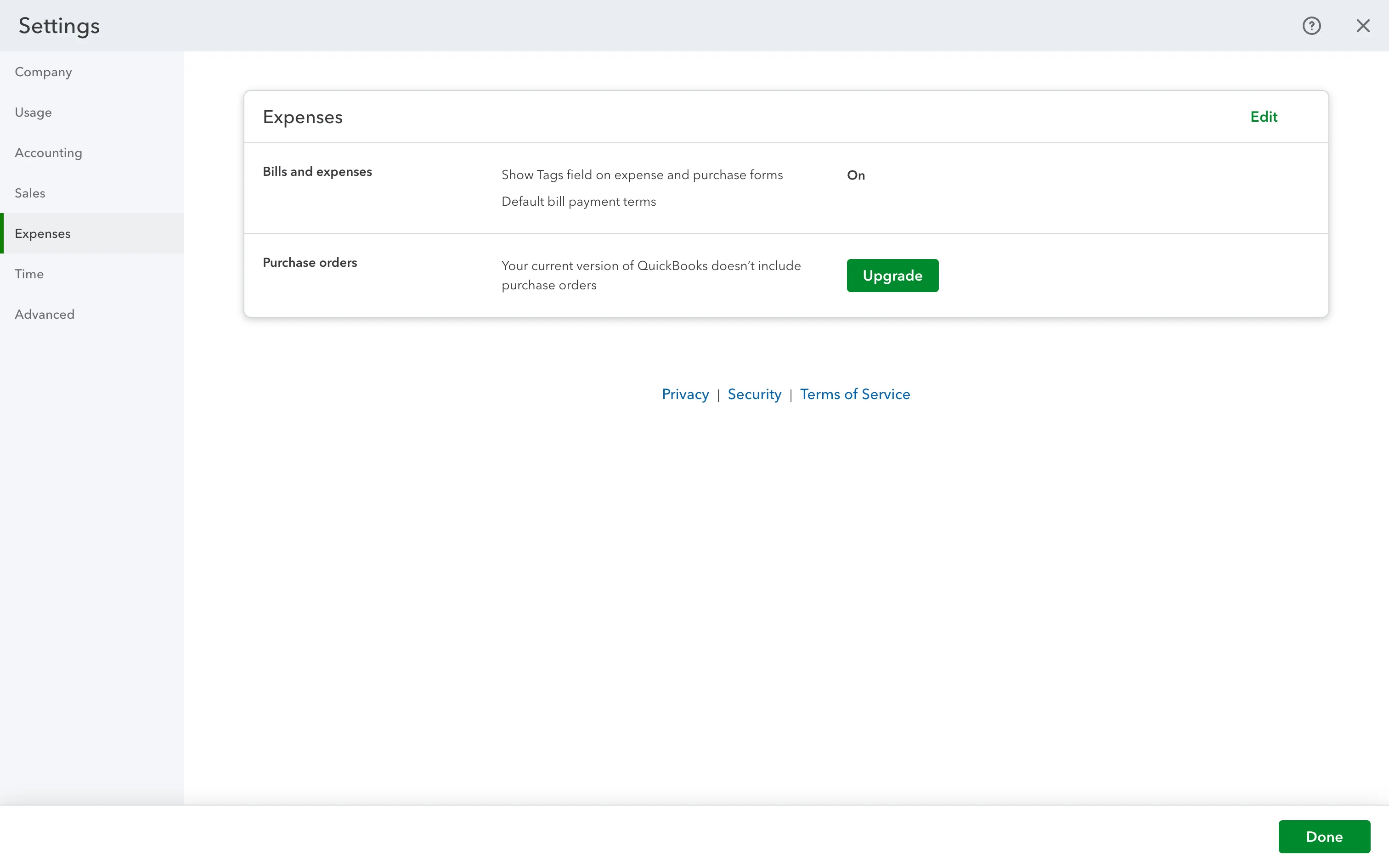 QuickBooks Account and settings pantalla 6 de 8 (Web): Application