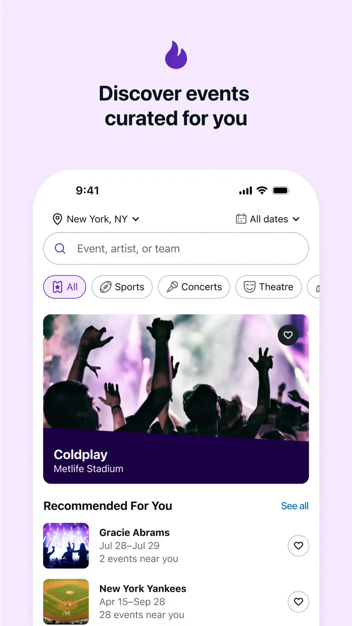 App Store flow in StubHub: Event Tickets