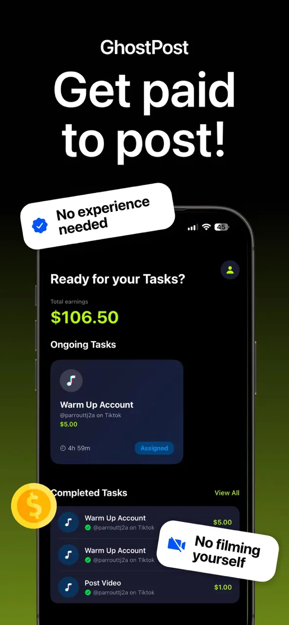 App Store flow in GhostPost: Get Paid to Post