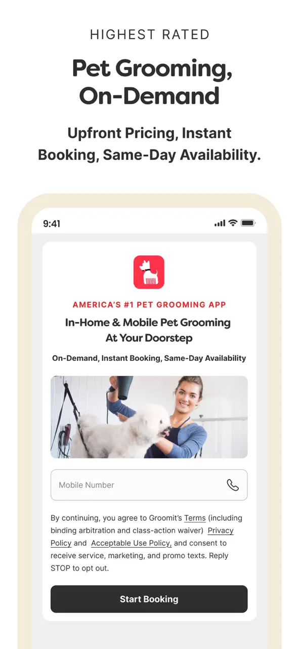 App Store flow in Groomit On-Demand Grooming