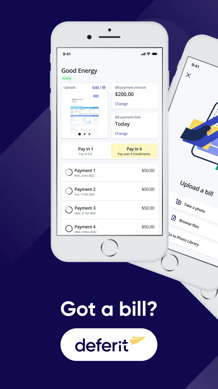 App Store flow in Deferit: Pay bills in 4