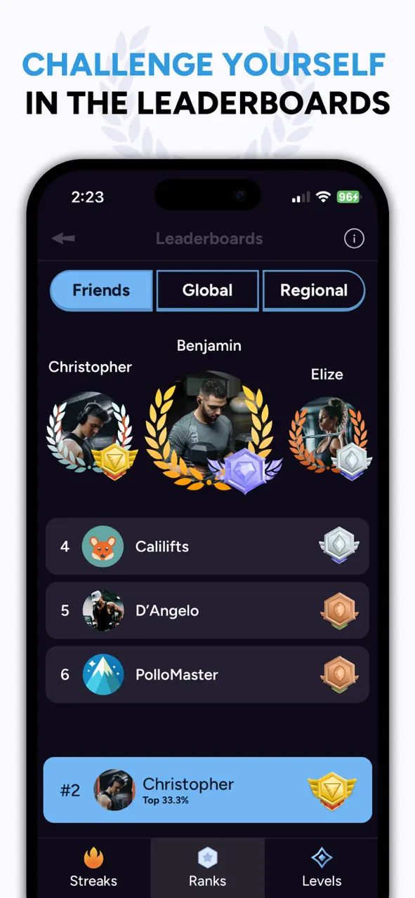 Liftoff - Ranked Gym Workouts App Store pantalla 6 de 10 (store): App Store