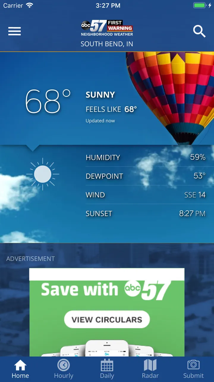 App Store flow in ABC 57 Weather