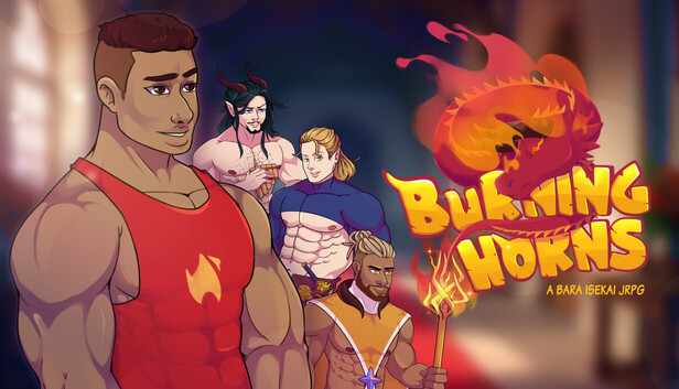 Screenshots flow in Burning Horns: A Bara Isekai JRPG