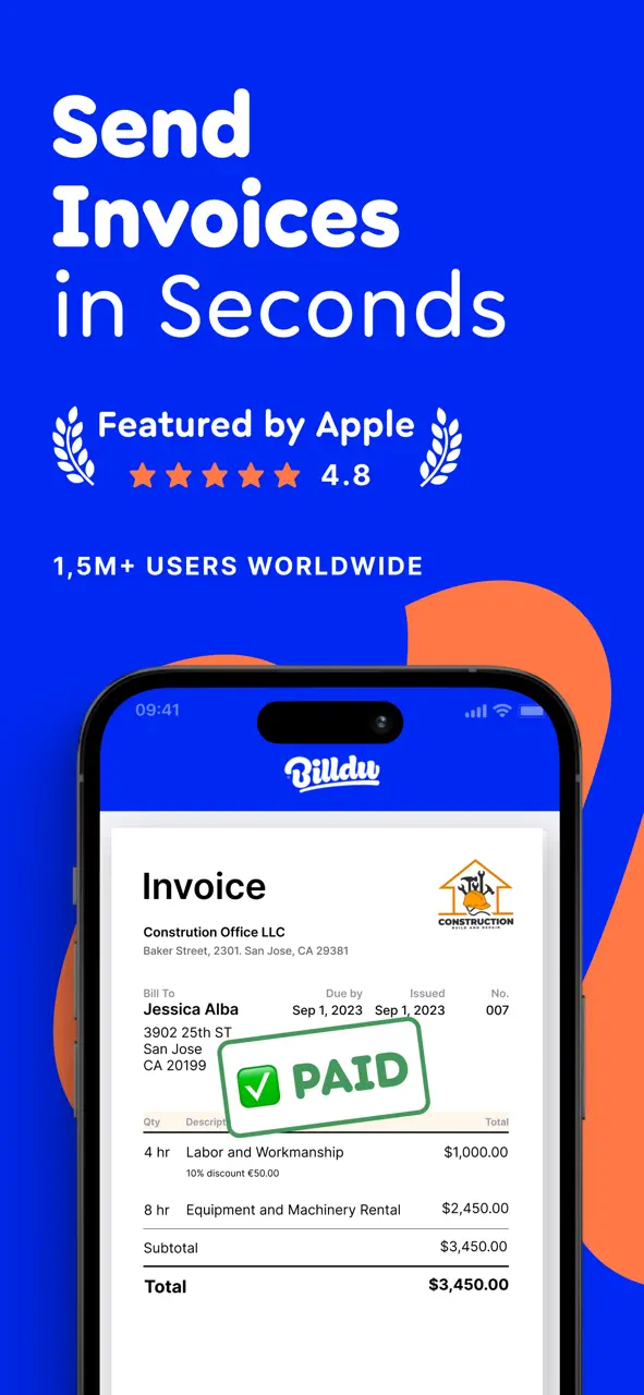 App Store flow in Invoice Maker - Billdu