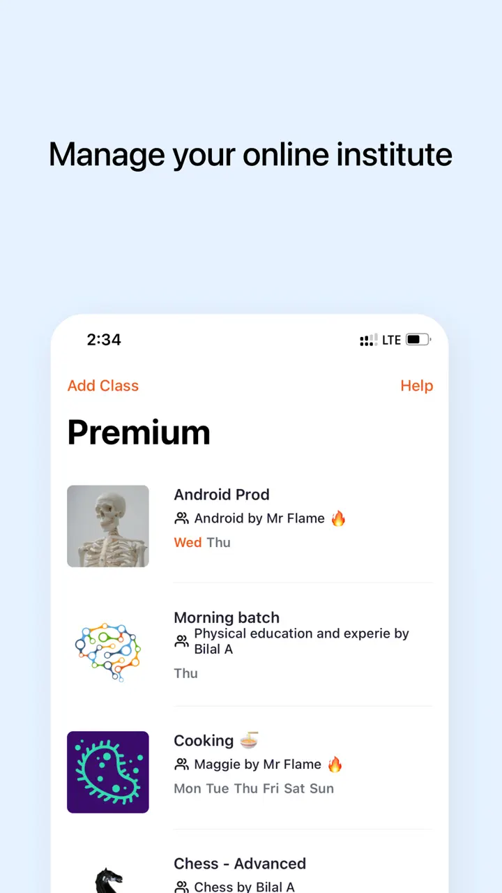 App Store flow in My Online Classes